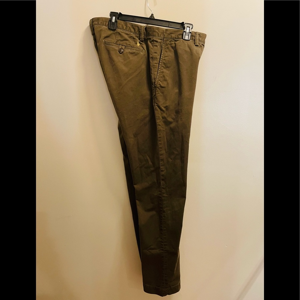 The Polo Chino Ralph Lauren classic twill pant Sz 34x34 olive green flat front